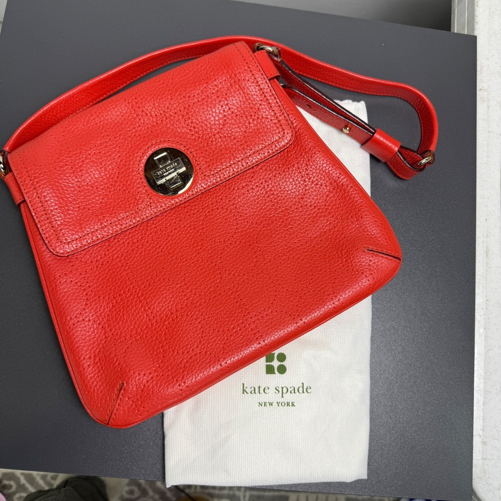 Kate Spade New York Street Noel Double Vanessa Red Leather Crossbody Bag Purse - Picture 6 of 14